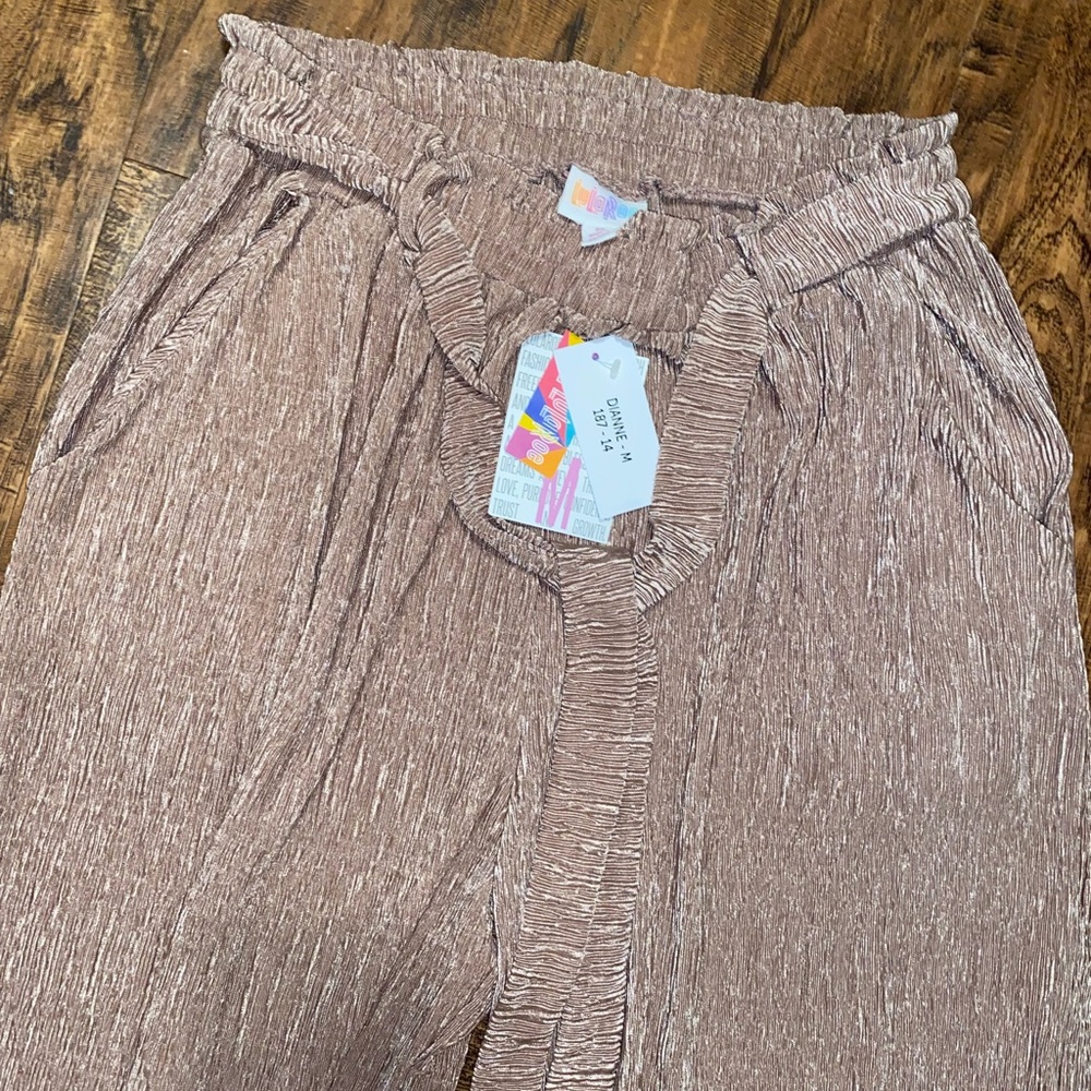 Nude paperbag wide leg pant